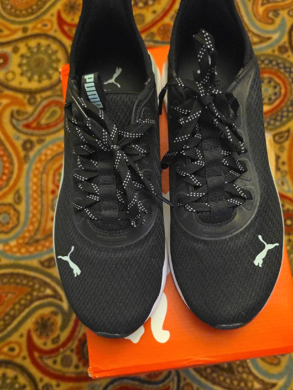 Puma Black Sneakers with Mint Accents